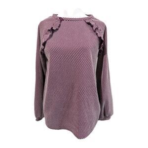 Elle Women’s Size Medium Ruffle Swiss Dot Embroidered Shirt Cottagecore Top Plum